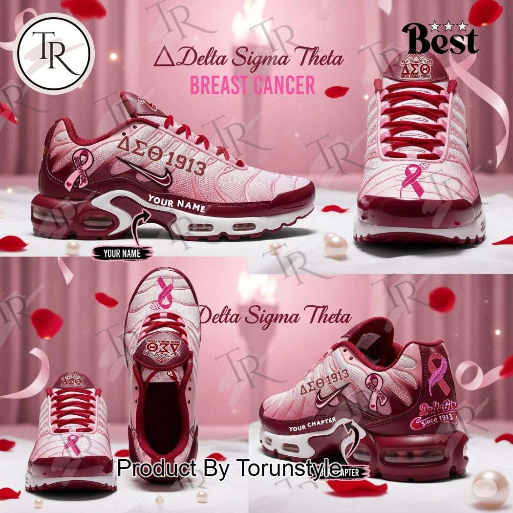 Delta Sigma Theta Since 1913 Breast Cancer Custom Name Limited Edition TN Shoes Delta Sigma Theta Since 1913 Breast Cancer Custom Name Limited Edition TN Shoes