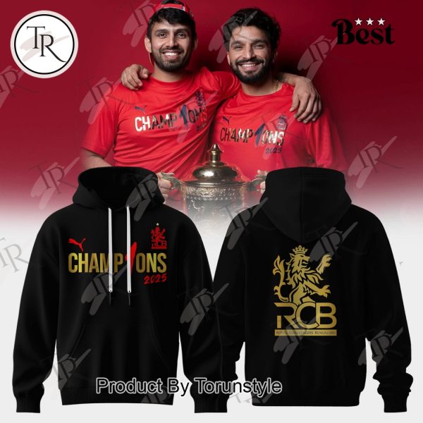 Royal Challengers Bengaluru Champ1ons 2025 Limited Edition Hoodie – Black
