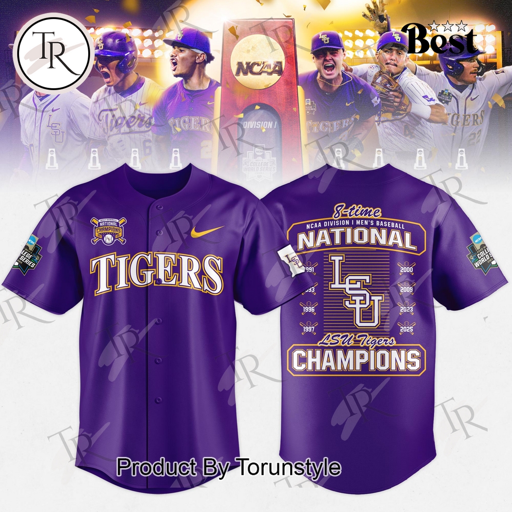 LSU Tigers 8-Time NCAA Division I Men’s Baseball National Champions  Edition Baseball Jersey