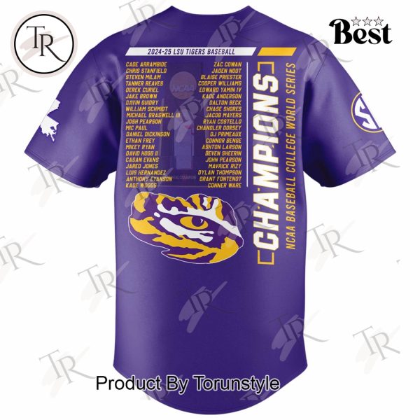 LSU Tigers Champions NCAA Baseball College World Series 2025 Limited Edition Baseball Jersey
