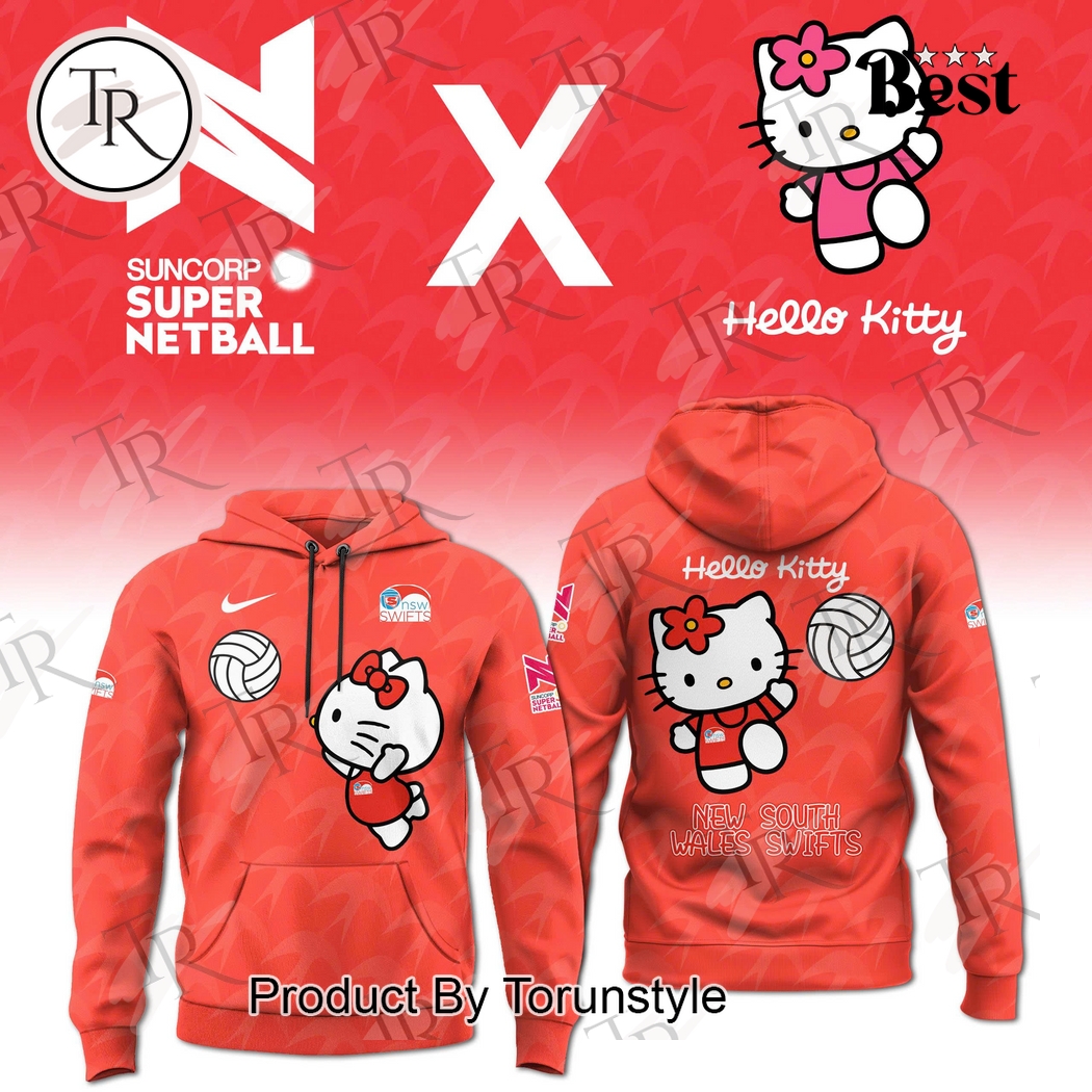 New South Wales Swifts Suncorp Super Netball X Hello Kitty 2025  Edition Hoodie