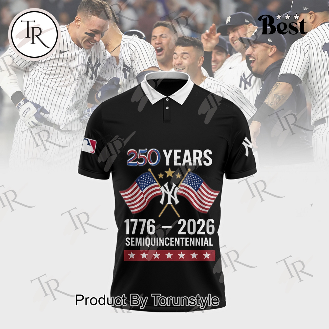 New York Yankees 250 Years 1776-2026 Semiquincentennial Limited Edition Polo Shirt - Black New York Yankees 250 Years 1776-2026 Semiquincentennial Limited Edition Polo Shirt - Black
