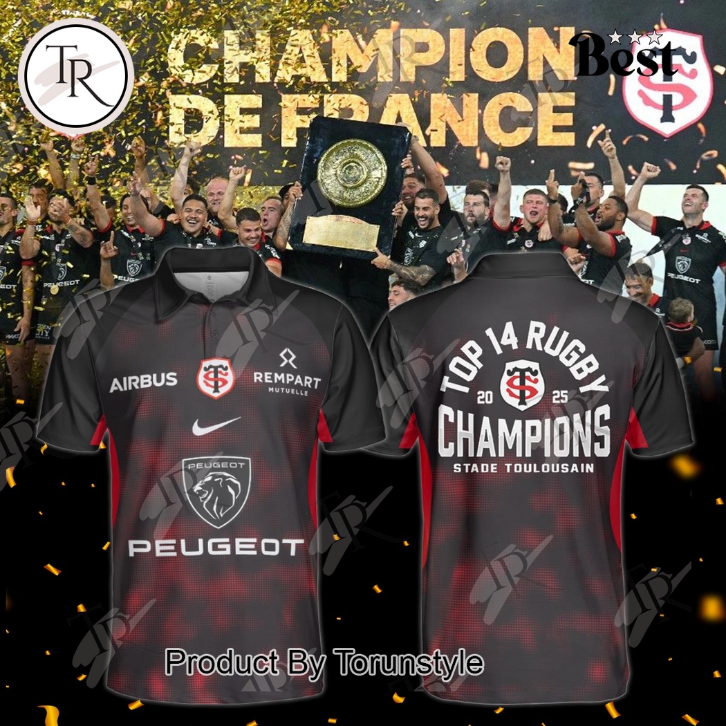 Stade Toulousain Top 14 Rugby 2025 Champions Special Edition Polo Shirt Stade Toulousain Top 14 Rugby 2025 Champions Special Edition Polo Shirt