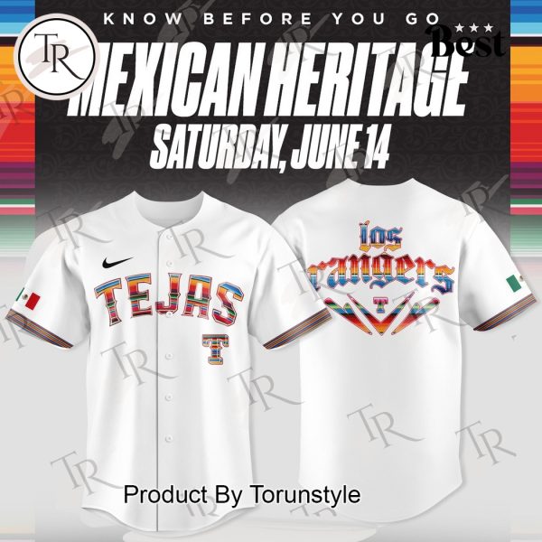 Texas Rangers X Tejas Pride Wear Mexican Heritage 2025 Limited Edition Baseball Jersey – White