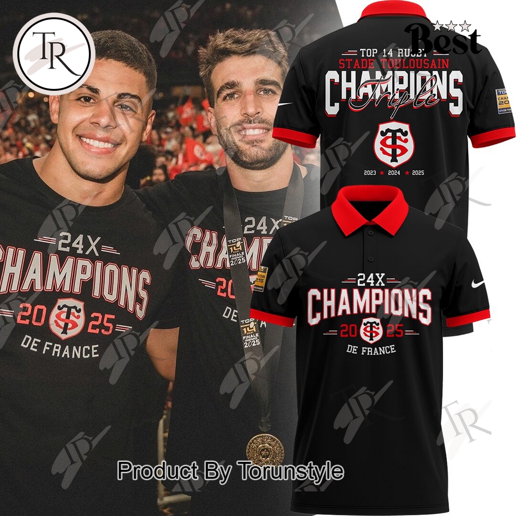 Top 14 Rugby Stade Toulousain Triple Champions Limited Edition Polo Shirt Top 14 Rugby Stade Toulousain Triple Champions Limited Edition Polo Shirt