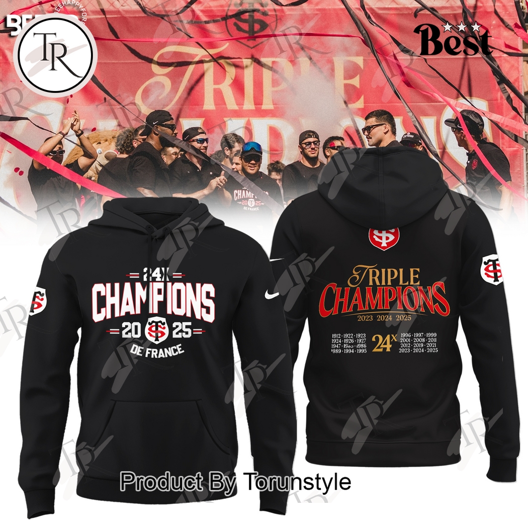 Triple Champions De France 2025 Stade Toulousain Edition Hoodie