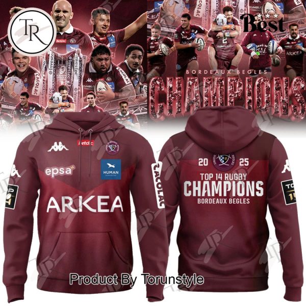 Union Bordeaux Begles Top 14 Rugby Champions 2025 Limited Edition Hoodie