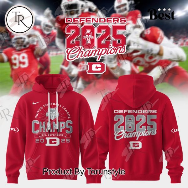 United Football League Champs 2025 DC Defenders Limited Edition Hoodie