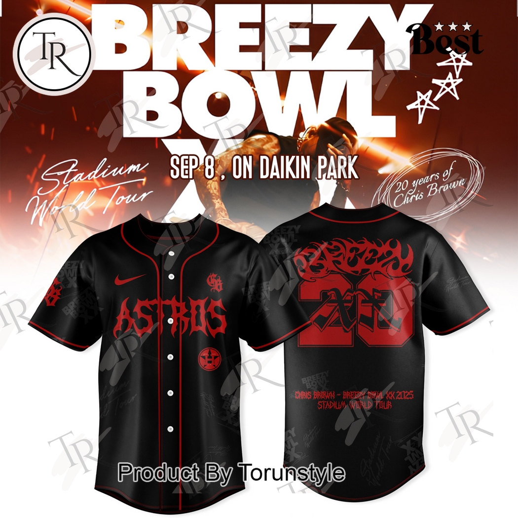 20 Years Of Chris Brown X Houston Astros Breezy Bowl XX Tour 2025  Edition Baseball Jersey