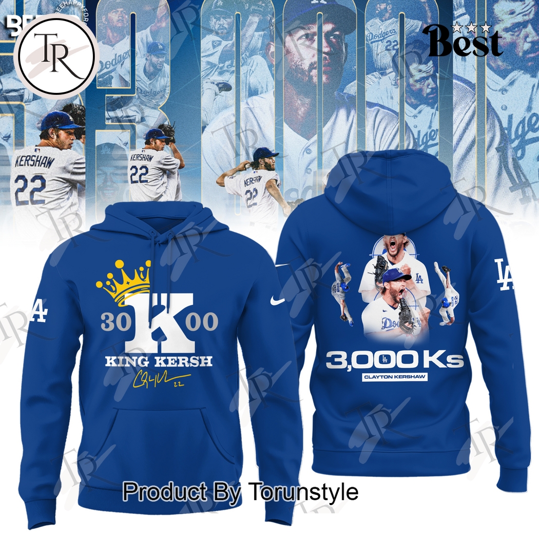 3000 King Strikeout Clayton Kershaw X Los Angeles Dodgers  Edition Hoodie – Navy