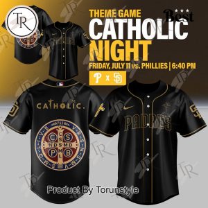 San Diego Padres X Theme Game Catholic Night 2025 Limited Edition Baseball Jersey – Black