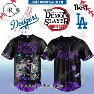 Los Angeles Dodgers X The Movie Demon Slayer Shinobu Black Baseball Jersey
