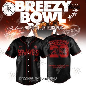 20 Years Of Chris Brown X Atlanta Braves Breezy Bowl XX Tour 2025 Limited Edition Baseball Jersey