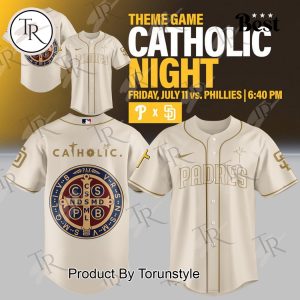 San Diego Padres X Theme Game Catholic Night 2025 Limited Edition Baseball Jersey – Cream