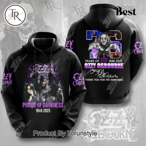 Prince Of Darkness Ozzy Osbourne Years Of 1948-2025 Thank You For The Memories Hoodie