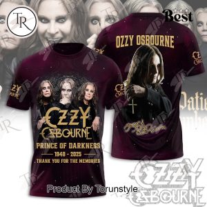 Ozzy Osbourne Prince Of Darkness 1948-2025 Thank You For The Memories Hoodie
