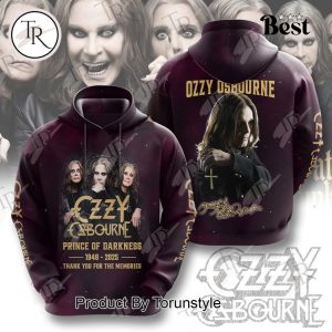 Ozzy Osbourne Prince Of Darkness 1948-2025 Thank You For The Memories Hoodie