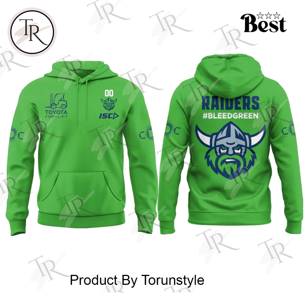 Canberra Raiders Up The Milk Green 2025 Custom Name Limited Edition Hoodie