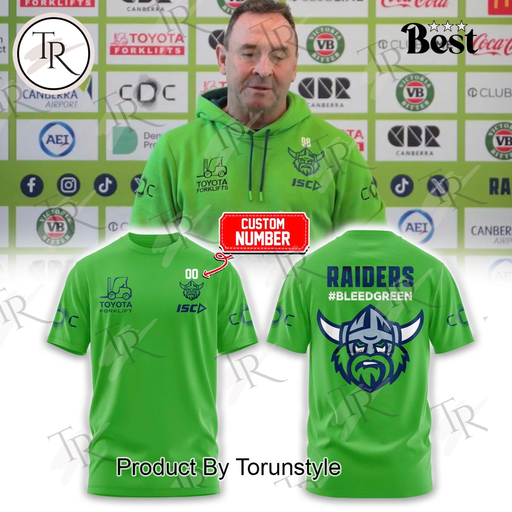 Canberra Raiders Up The Milk Green 2025 Custom Name Limited Edition Hoodie