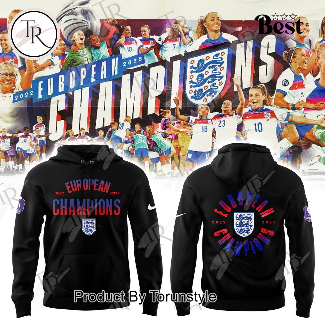 England Lionesses Stack Winner European Champions 2022 - 2025 Black Hoodie England Lionesses Stack Winner European Champions 2022 - 2025 Black Hoodie