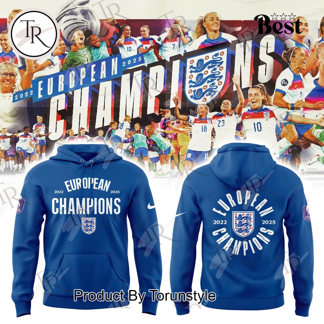 England Lionesses Stack Winner European Champions 2022 - 2025 Blue Hoodie England Lionesses Stack Winner European Champions 2022 - 2025 Blue Hoodie