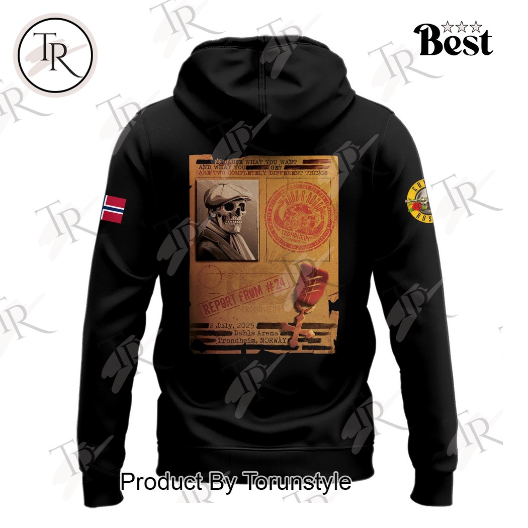 Guns N’ Roses Trondheim Norway Tour 2025  Edition Hoodie