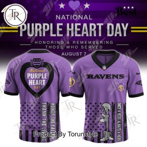 Baltimore Ravens X National Purple Heart Day 2025 Limited Edition Football Jersey