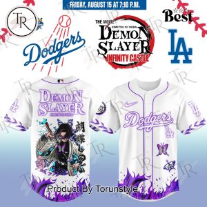 Los Angeles Dodgers X The Movie Demon Slayer Shinobu White Baseball Jersey