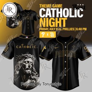 San Diego Padres X Theme Game Catholic Night 2025 Special Edition Baseball Jersey – Black
