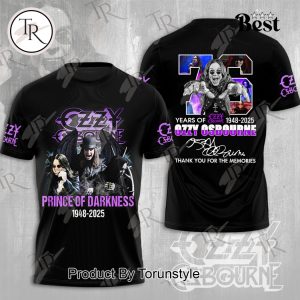 Prince Of Darkness Ozzy Osbourne Years Of 1948-2025 Thank You For The Memories Hoodie