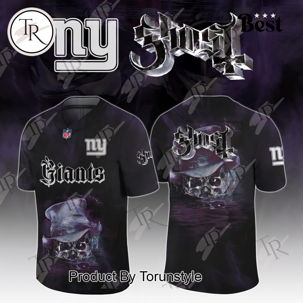 New York Giants X Ghost Skeletour World Tour 2025 Limited Edition Football Jersey New York Giants X Ghost Skeletour World Tour 2025 Limited Edition Football Jersey