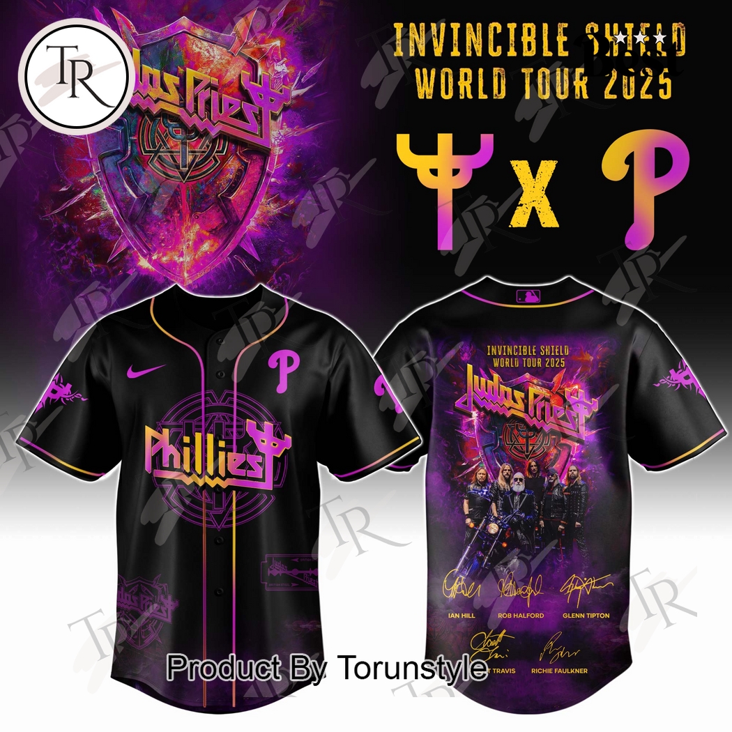 Philadelphia Phillies X Judas Priest Invincible Shield World Tour 2025 Baseball Jersey Philadelphia Phillies X Judas Priest Invincible Shield World Tour 2025 Baseball Jersey