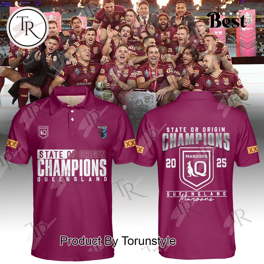 Queensland Maroons State Of Origin Champions 2025 Limited Edition Polo Shirt - Maroon Queensland Maroons State Of Origin Champions 2025 Limited Edition Polo Shirt - Maroon