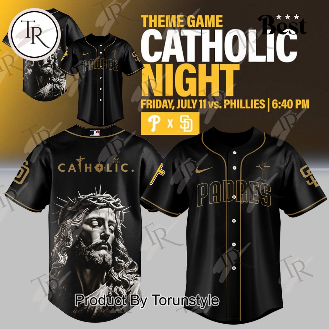 San Diego Padres X Theme Game Catholic Night 2025 Special Edition Baseball Jersey – Black