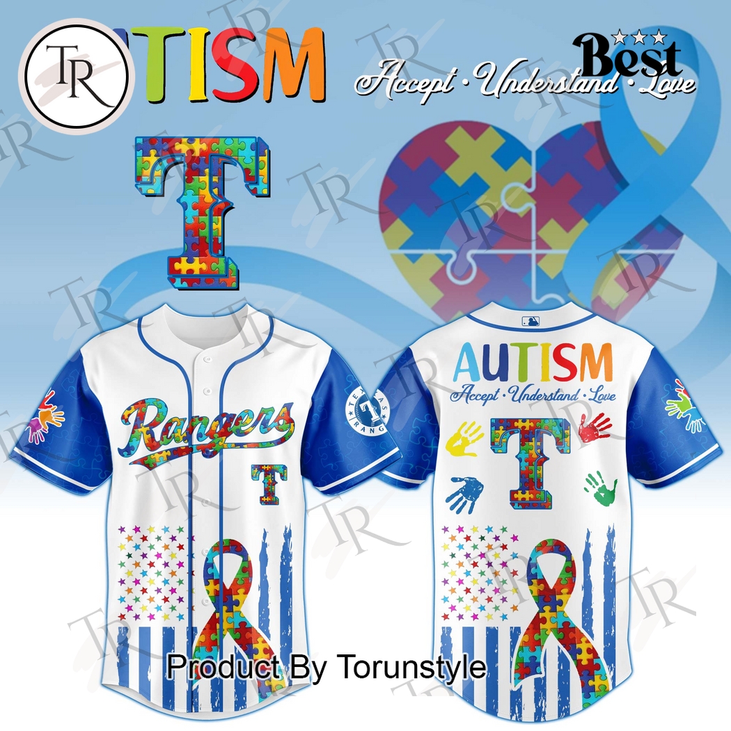 Texas Rangers X Autism Awareness Month Accept-Understand-Love 2025 Limited Edition Baseball Jersey Texas Rangers X Autism Awareness Month Accept-Understand-Love 2025 Limited Edition Baseball Jersey