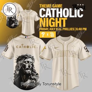 San Diego Padres X Theme Game Catholic Night 2025 Special Edition Baseball Jersey – Cream