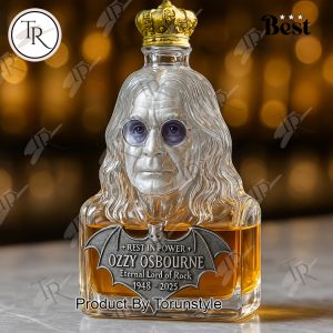 Rest In Power Ozzy Osbourne Eternal Lord Of Rock 1948-2025 Special Edition Whiskey Bottle