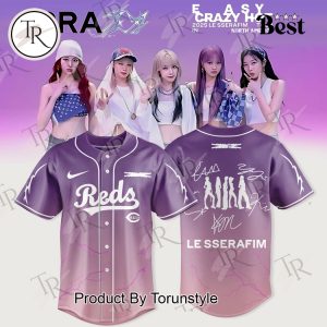 Cincinnati Reds X LE SSERAFIM All Band Tour 2025 Easy Crazy Hot Violiet Basball Jersey