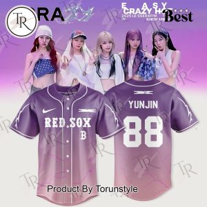 Boston Red Sox X LE SSERAFIM Yunjin 88 Tour 2025 Easy Crazy Hot Violiet Basball Jersey
