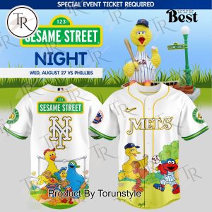 New York Mets X 123 Sesame Street Night Limited Edition White Baseball Jersey