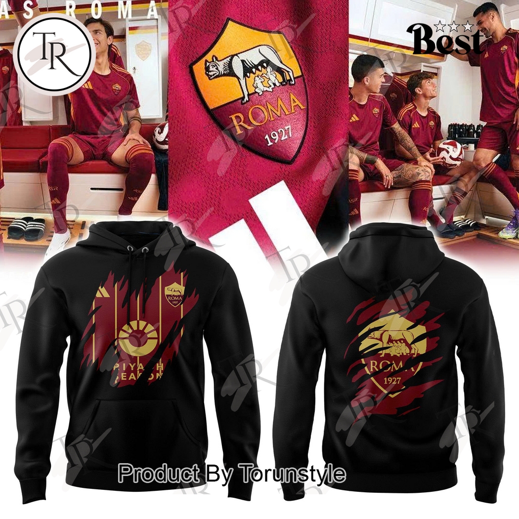 Associazione Sportiva Roma 1927 Ripped Slash Pattern Special Edition Black Hoodie Associazione Sportiva Roma 1927 Ripped Slash Pattern Special Edition Black Hoodie