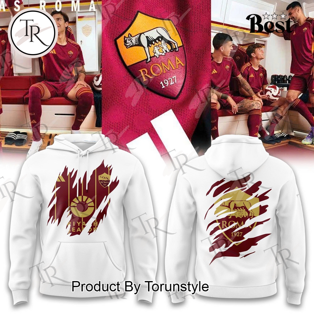 Associazione Sportiva Roma 1927 Ripped Slash Pattern Special Edition White Hoodie Associazione Sportiva Roma 1927 Ripped Slash Pattern Special Edition White Hoodie