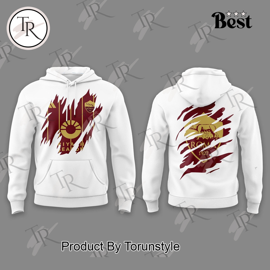 Associazione Sportiva Roma 1927 Ripped Slash Pattern Special Edition White Hoodie Associazione Sportiva Roma 1927 Ripped Slash Pattern Special Edition White Hoodie