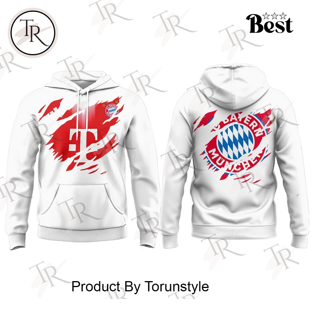 Bayern Munich Ripped Slash Pattern Special Edition White Hoodie Bayern Munich Ripped Slash Pattern Special Edition White Hoodie