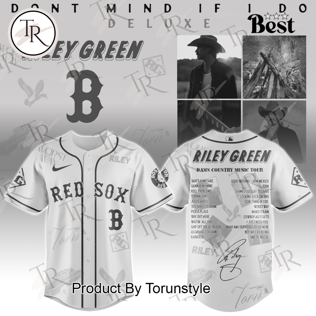 Boston Red Sox X Riley Green Tour Damn Country Music 2025 Limited Edition Baseball Jersey Boston Red Sox X Riley Green Tour Damn Country Music 2025 Limited Edition Baseball Jersey