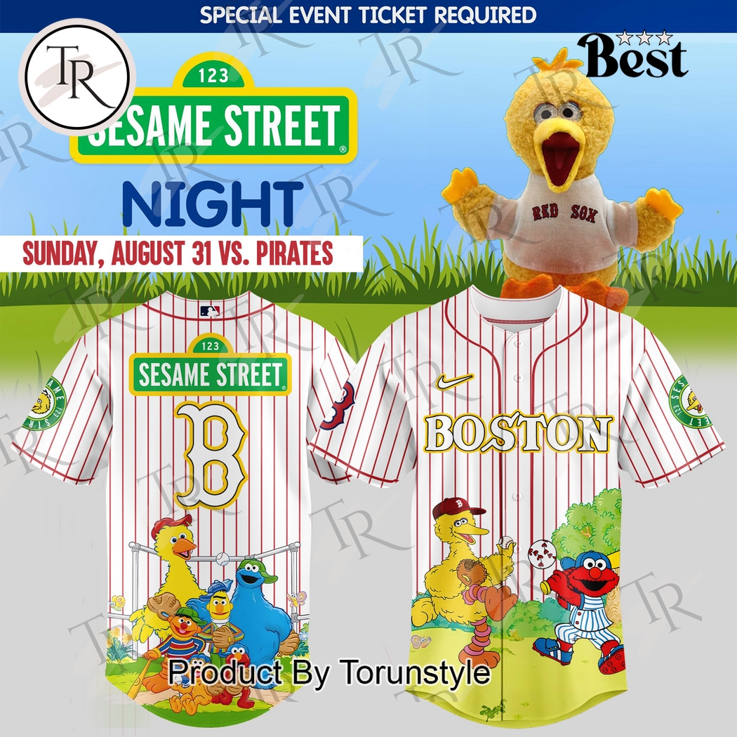 Boston Red Sox X Sesame Street Night 2025 Limited Edition Baseball Jersey Boston Red Sox X Sesame Street Night 2025 Limited Edition Baseball Jersey
