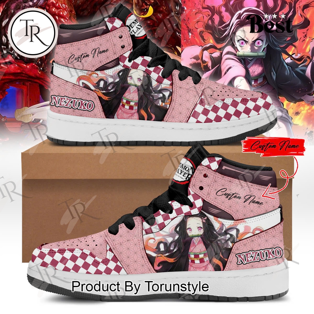 Demon Slayer Nezuko Custom Name Air Jordan 1 Hightop Shoes Demon Slayer Nezuko Custom Name Air Jordan 1 Hightop Shoes