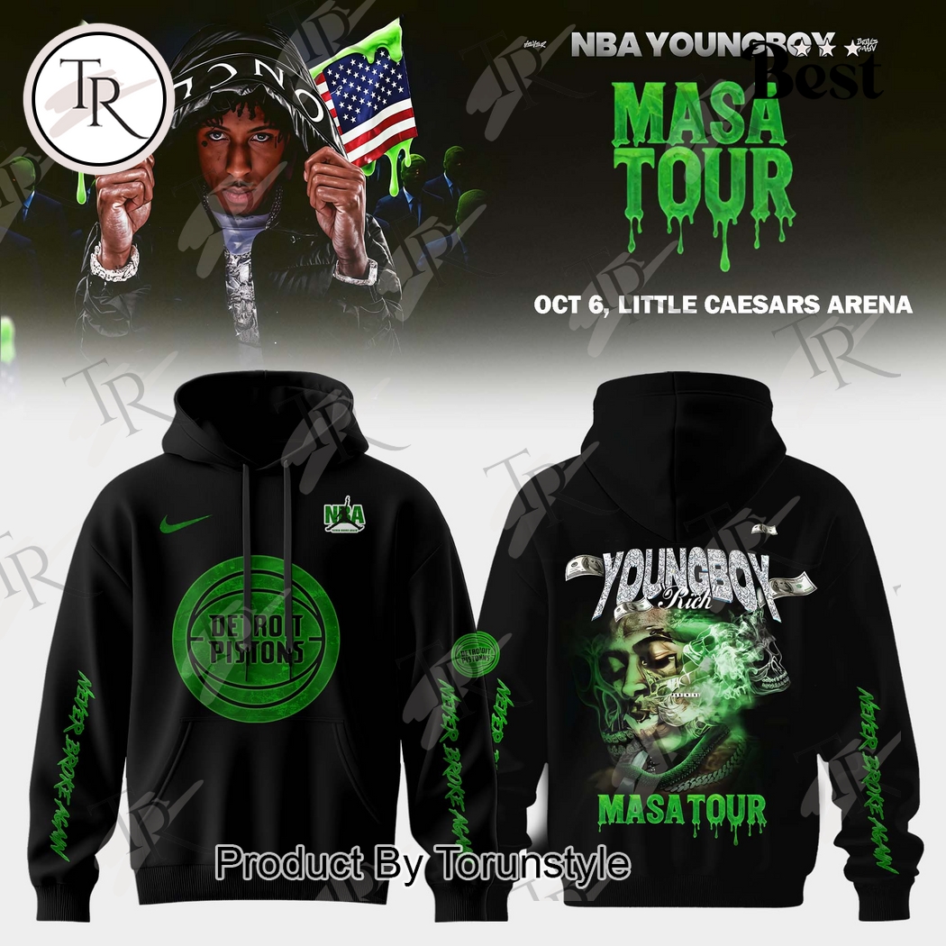 Detroit Pistons X NBA Young Boy MASA Tour Black Edition Hoodie Detroit Pistons X NBA Young Boy MASA Tour Black Edition Hoodie