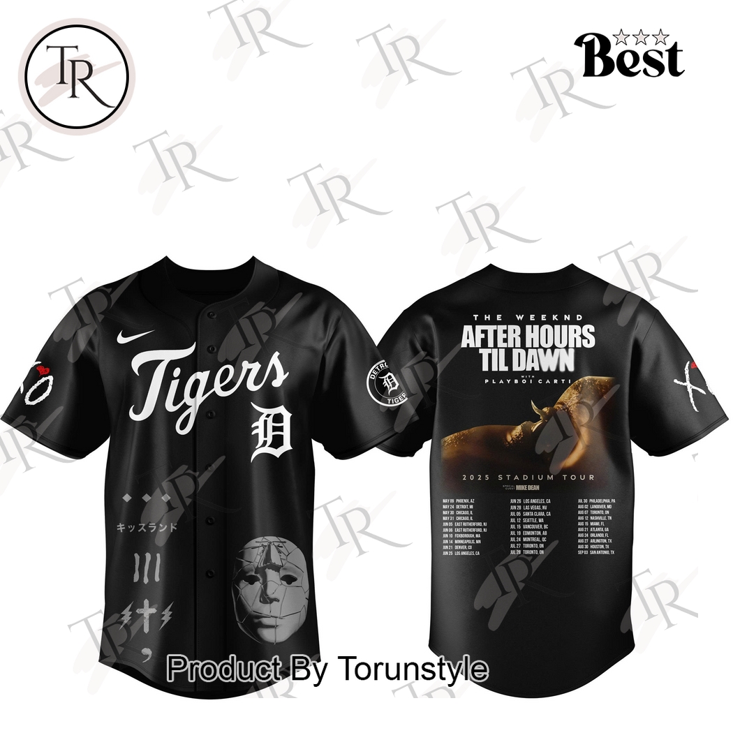 Detroit Tigers X The Weeknd After Hours Til Dawn Tour 2025 Baseball Jersey Detroit Tigers X The Weeknd After Hours Til Dawn Tour 2025 Baseball Jersey