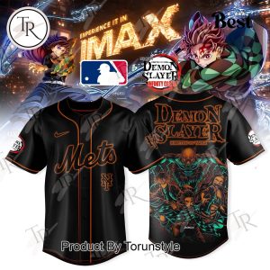 New York Mets X The Movie Demon Slayer Infinity Castle Black Edition Baseball Jersey